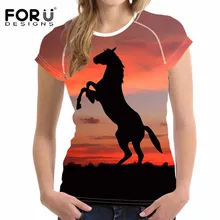 Forudesigns/Спортивная футболка Для женщин Спортивная Gym рубашка 3d забавные лошадь печати Йога спортивная рубашка Для женщин быстросохнущая Фитнес тонкий Топы корректирующие