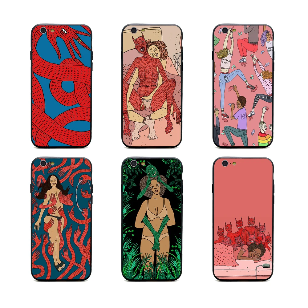 polly nor painting art phone cases TPU+PC Black covers for