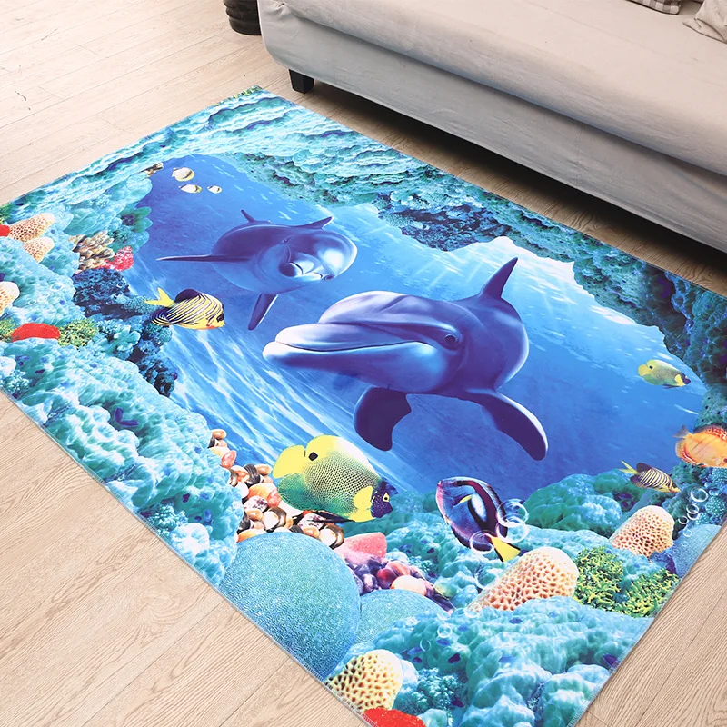 

3D Dolph Fish Printed Area Rug For Living Room Non-slip Bedroom Bedside Floor Mats Welcome Entrance Mats Carpets Sofa Table Rugs
