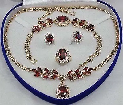 Fashion Jewellery Women's Set Zirconia Necklace Earring Ring Bracelet >>18K GP Plated gold Bridal wide watch wings queen JEWE
