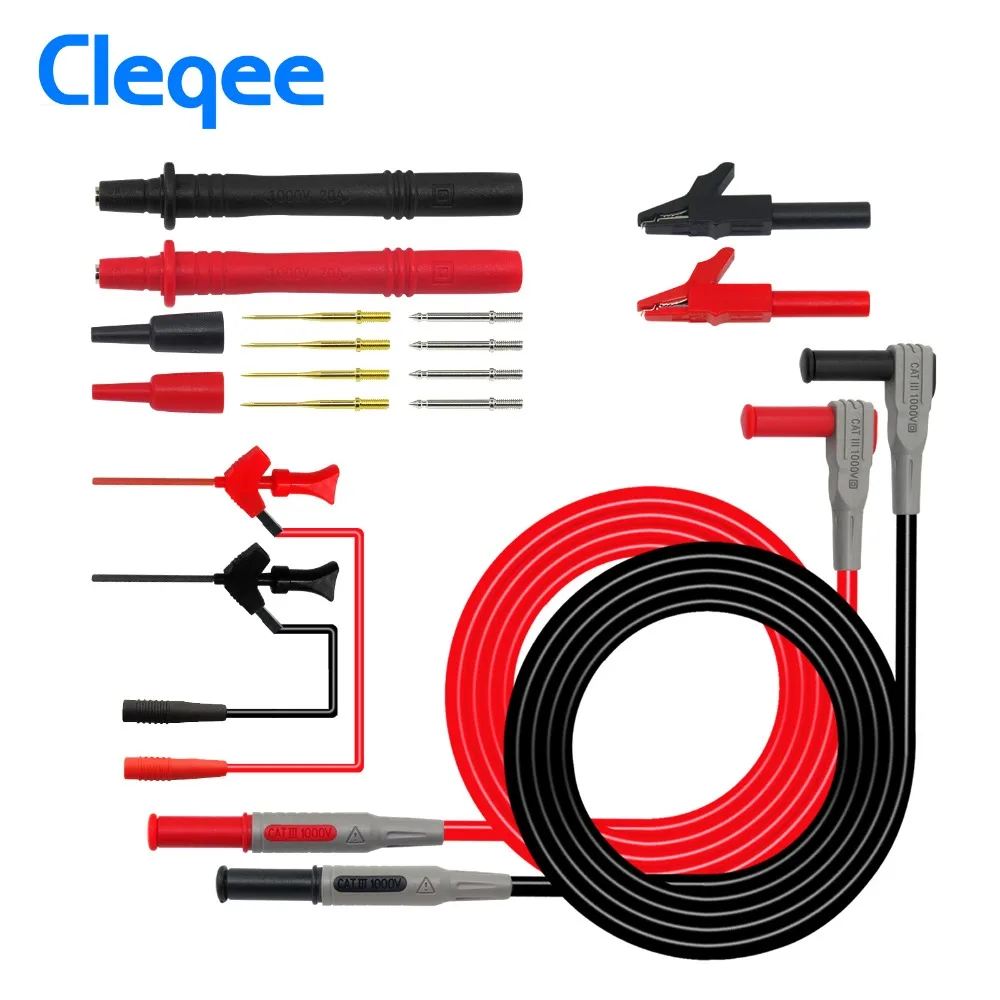 

Cleqee P1300B 12-in-1 Super Multimeter Probe Replaceable Probe Clamp Multi Meter Test Lead kits + Alligator Clips