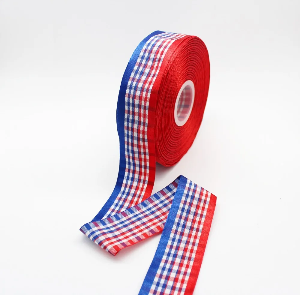 5 yds 3//8/" RED WHITE Polyester Checkered Check Scottish Gingham