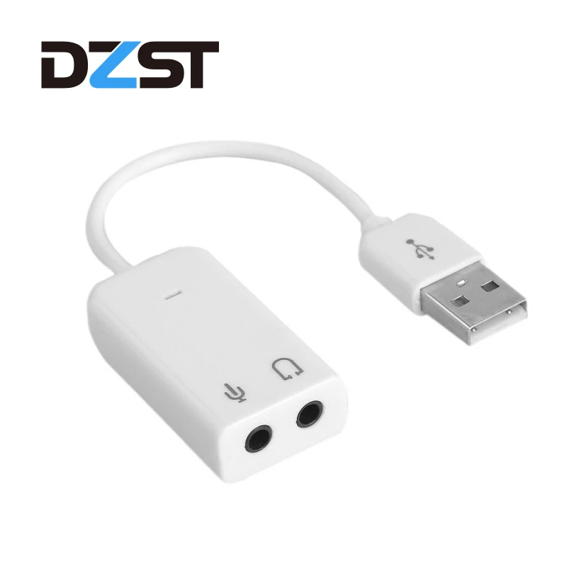 

DZLST USB 2.0 Sound Card Virtual 7.1 USB to Jack 3.5mm 3D External Audio Adapter Micphone Earphone USB Sound Card for Laptop PC