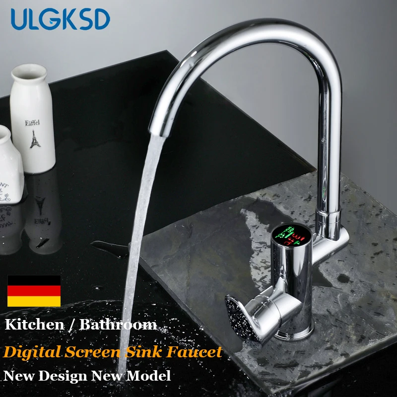 ULGKSD Chrome/Nickel Spring Level Kitchen Faucet Vessel Sink LED Sprayer Head Deck Mount For Kitchen Sink Mixer Taps