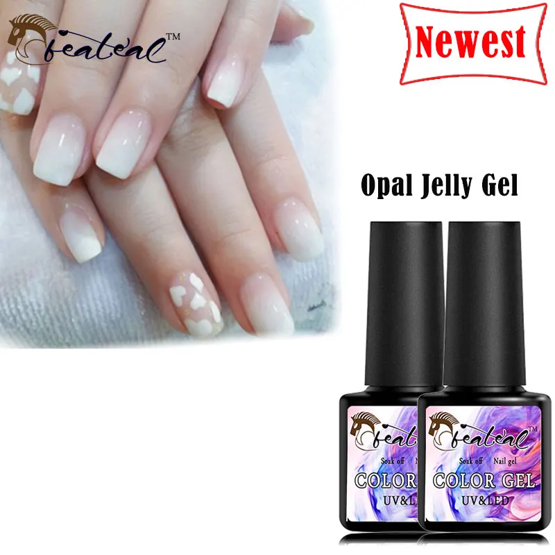 Beateal 8ml Nude Color Gel Nail Polish Soak Off UV Opal Jelly Gel Nail