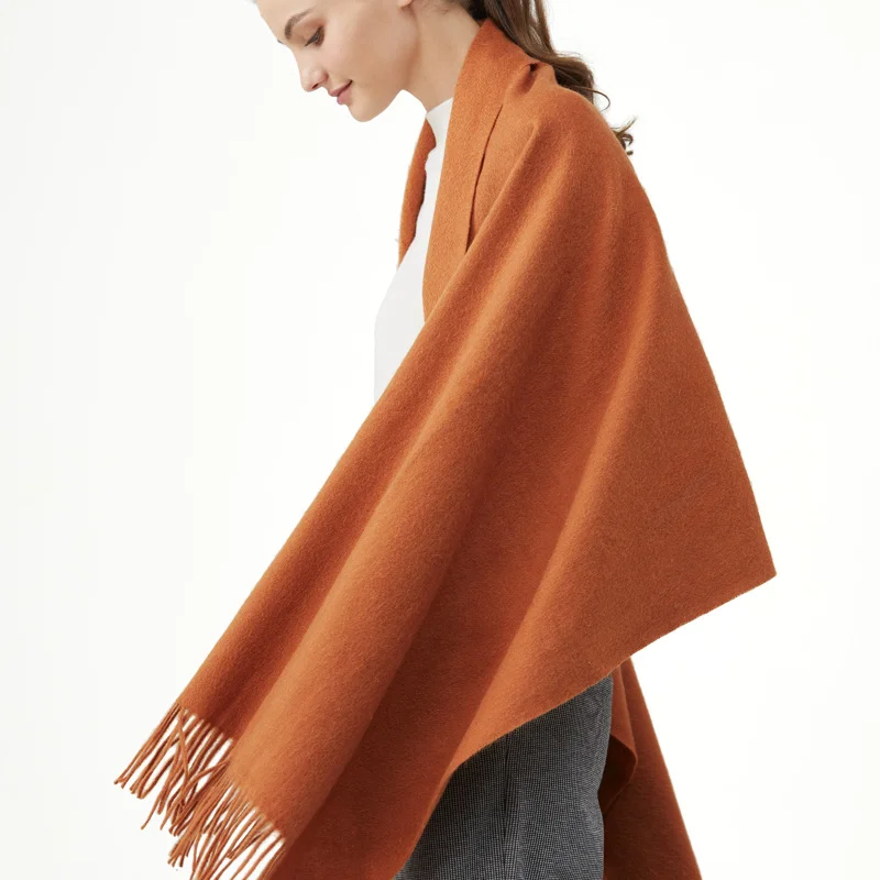 Чистая шерсть женские зимние шарфы теплый шарф Роскошные шали и обертывания для дам женский шарф шерстяной зимний шарф из пашмины - Цвет: Brown