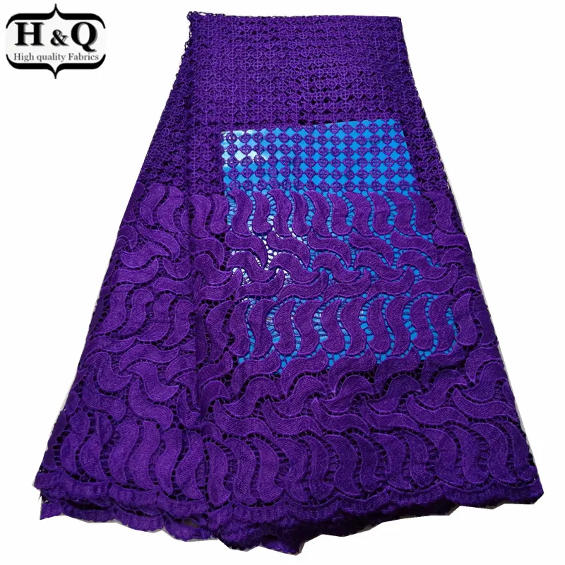 

Purple African Water Soluble Lace Fabric African Guipure Lace Fabric Super Quality Cord Lace 5 Yards For Fashion Mesh Long Dress