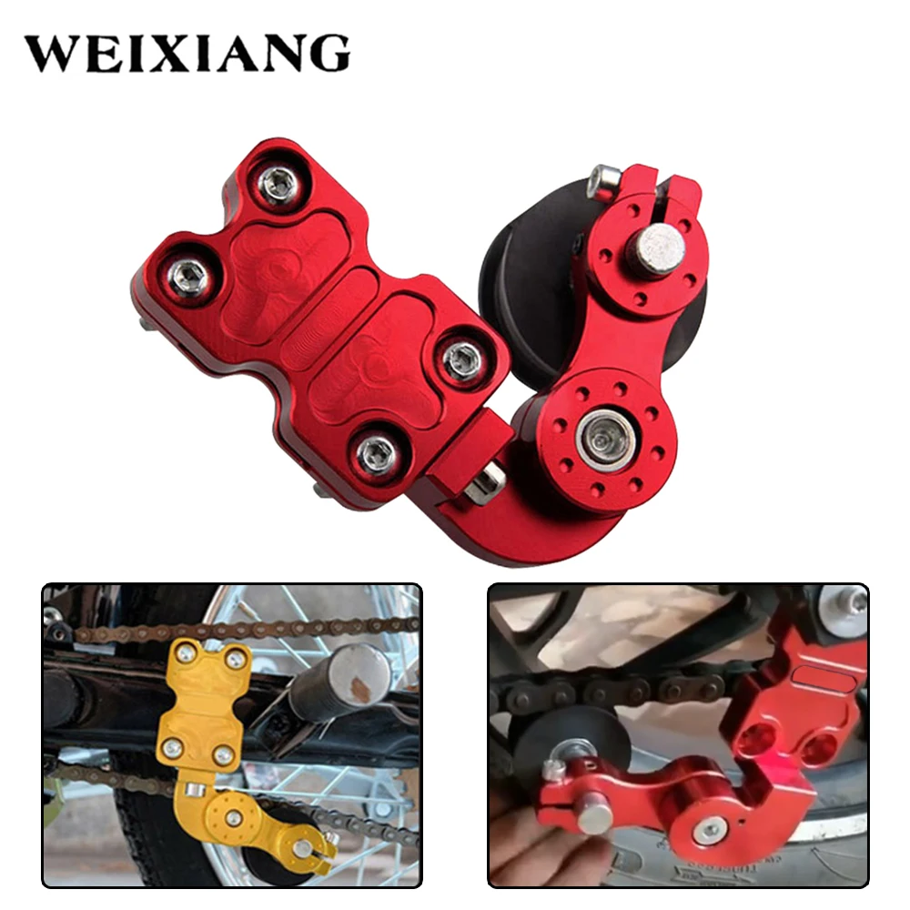 CNC Aluminum Alloy Motorcycle Chain Tensioner Adjuster Universal Fit Most Motorbike Red Black