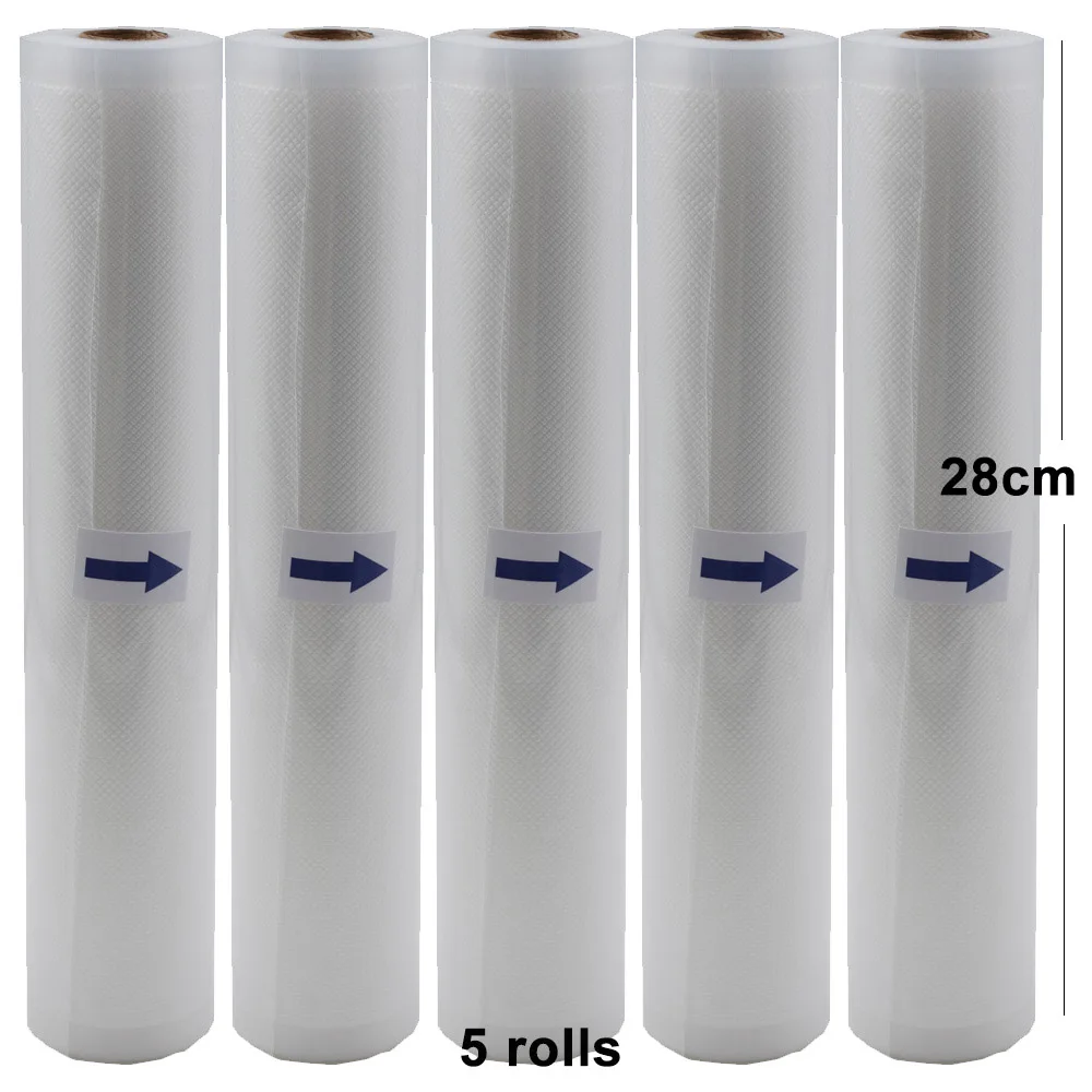 

5 Rolls/Lot Kitchen Food Vacuum Bag Storage Bags For Vacuum Sealer 12/15/20/25/28cm*500cm