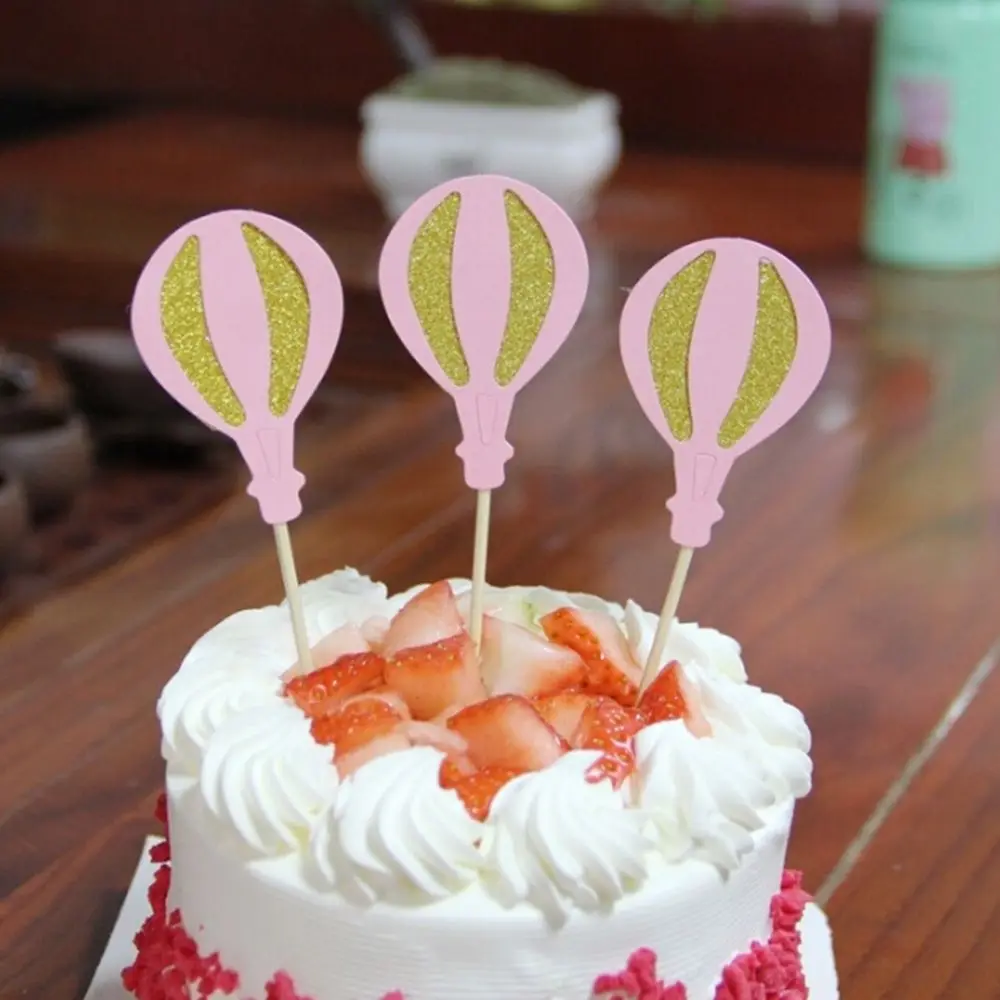 3pcs Hot Air Balloon Cupcake Cake Toppers Cake Flags Wedding Birthday