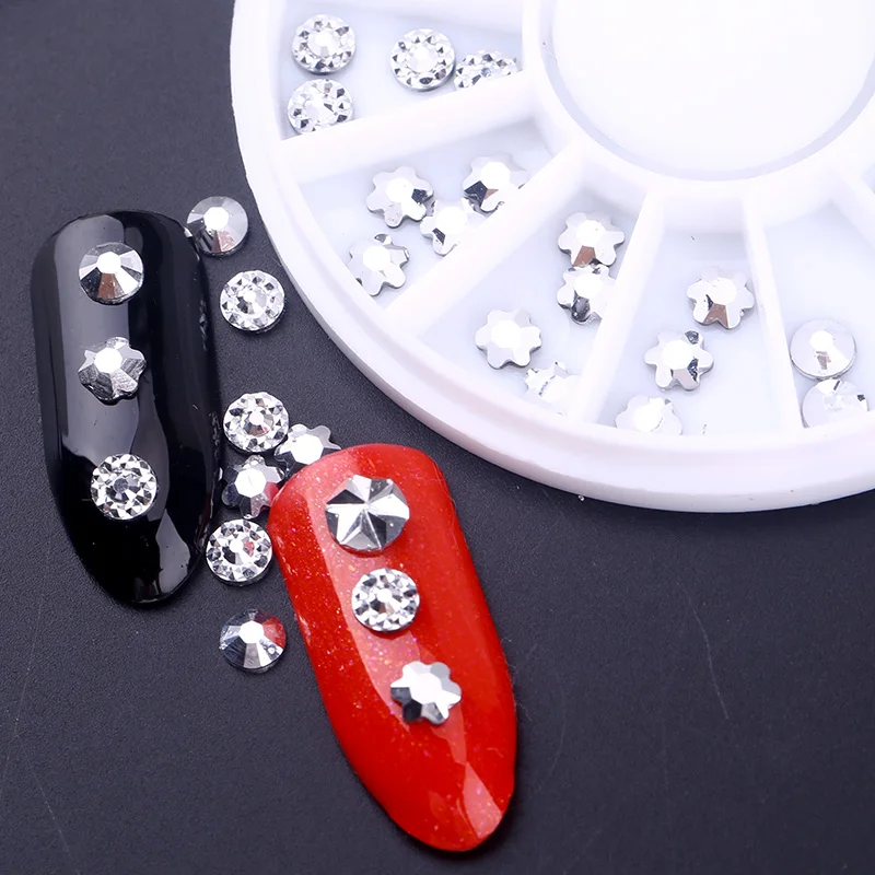 Blueness 1Wheel Silver Acrylic Round Flower Design Manicure UV Gel