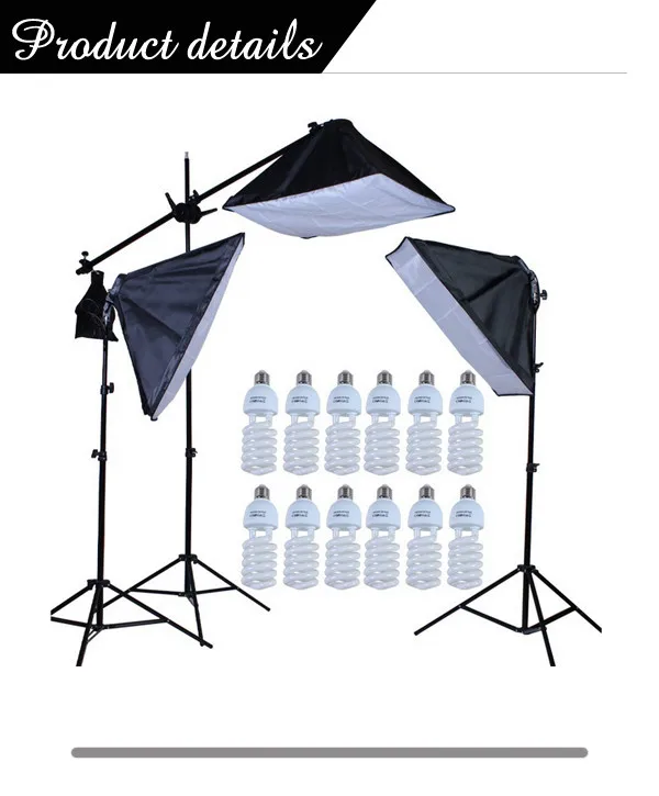 Набор софтбоксов для фотостудии 50*70 см E27 4-Lamp-Holder светильник ing Soft Box 3 шт. 2 м светильник-подставка 45 Вт 5500 к лампы 12 шт