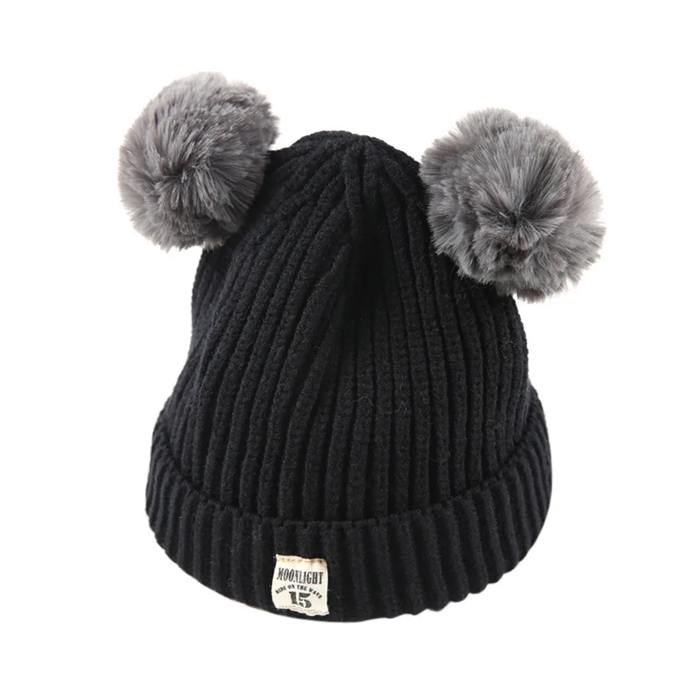 Baby Kids Beanie For Boys Girls Cap Cotton Knitted Ball Warm Children Hats