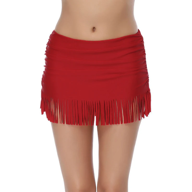 2019 Summer Beachwear Bathing Suit Swim Wear Mini Skirt Womens Beach Tassel Cover Up Skirt Ladies Swimming Trunks With Skirts