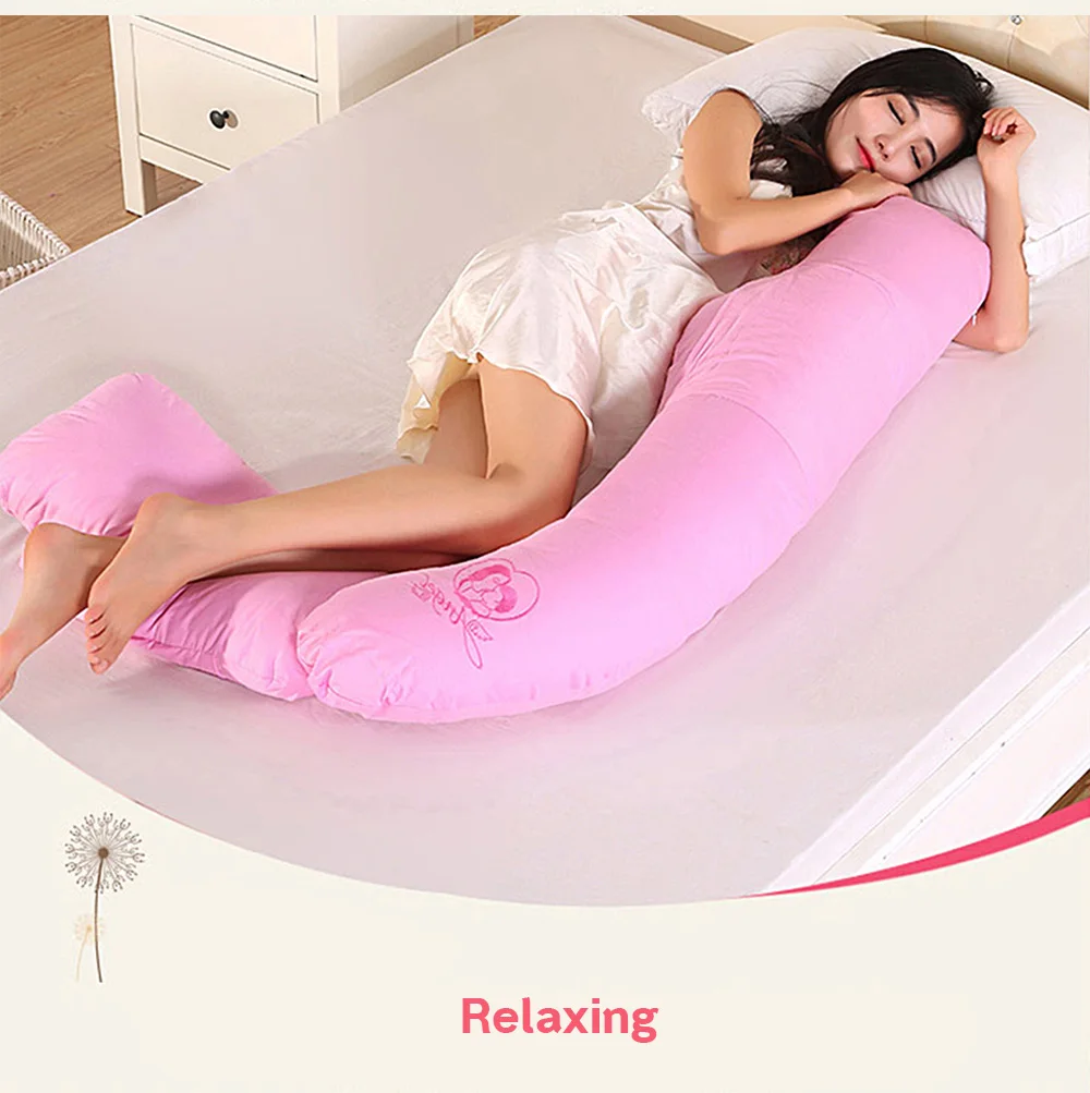 Crescent-shaped Comfortable Pregnancy Pillow for Side Sleeping Growing Tummy Support