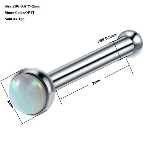 1 шт. кольцо для пирсинга носа из стального опалового камня для сосков, губ, пирсинга бровей, серьги, кольца, ювелирные изделия для тела - Окраска металла: B1615