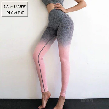 

Ladies Yoga Pants Sports Wear For Women High Waist Training Flex Ombre Seamless Sport Leggings Jogging Femme Leging Fitness