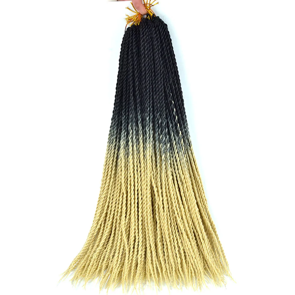 

Ombre Senegalese Twist Braids Hair Crochet Braids 24inch Synthetic Hair Extension For Women Grey Pink Brown Ombre Braiding Hair