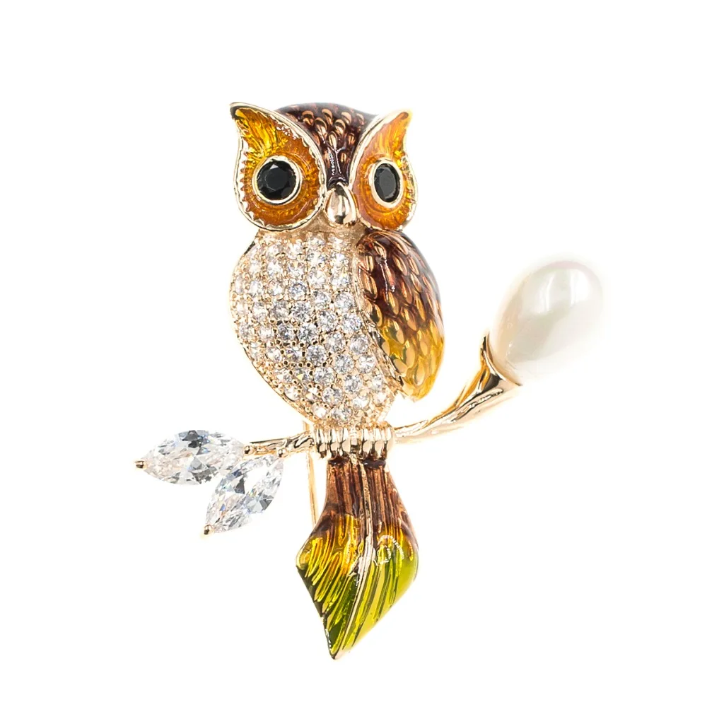 Crystal Cubic Zirconia Owl Bird Brooch Broach Pin Pendant Women Jewelry