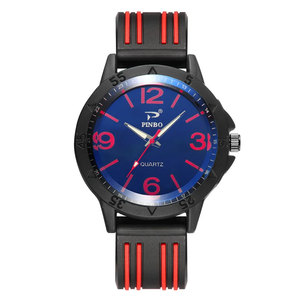 Mens Business Male Clock Soft Silicone Rubber Strap Sports Simulated Quartz Watch Fashion Classic Tungsten Steel Wristwatches
