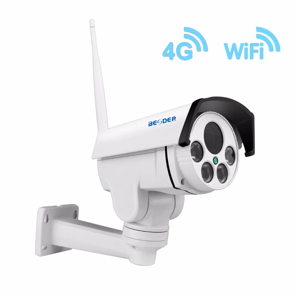 

BESDER Full HD 1080P 4G SIM Card Auto Zoom Wi-Fi IP Camera PTZ Metal Case Outdoor CCTV Security Cameras Plug & Play App CamHi