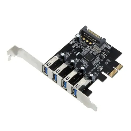 GTFS-Лидер продаж 4-Порты и разъёмы SuperSpeed USB 3,0 PCI Express контроллер карты адаптер 15-pin SATA Мощность разъем низкий профиль