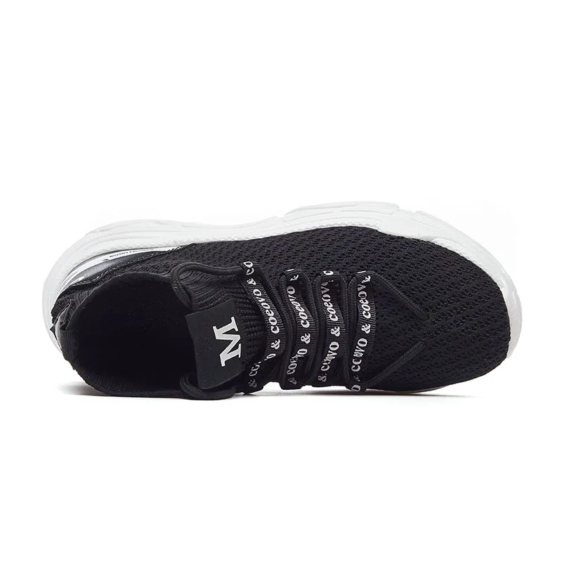 ADBOOV High Top Sneakers Men Unisex Knit Upper Breathable Shoes Fashion Shark Logo Couple Black / White Shoes Shoes Casual