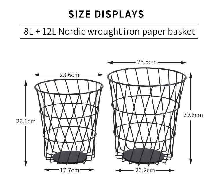ORZ набор из 2 металлических корзин для хранения, корзина для мусора, бумажная Корзина для спальни, Офисная корзина для мусора, органайзер для мелочей, домашняя коробка для хранения игрушек Dedor