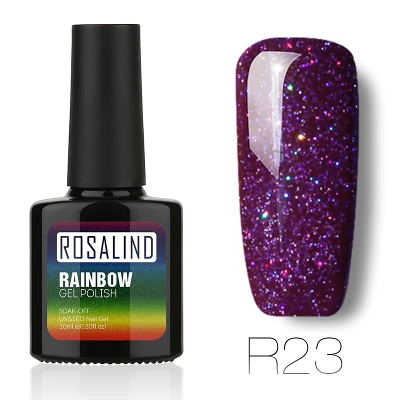 ROSALIND Гель-лак для ногтей 10 мл Радужный Неон RBR01-29 Гель-лак Soak Off UV Nail Art долговечный Гель-лак для ногтей - Цвет: R23