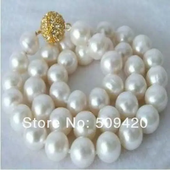 

Free Shipping >>Huge 11-12mm Akoya Cultured White pearl necklace 18" AAA