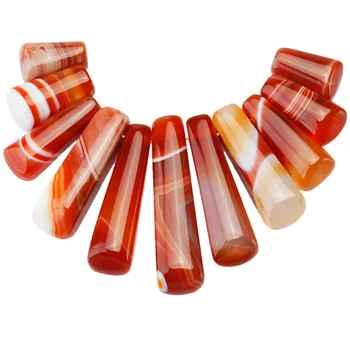 

SUNYIK 1Set Sardonyx Striped Carnelian Gem Stone Bars Stick Beads Pendant Jewelry Finding
