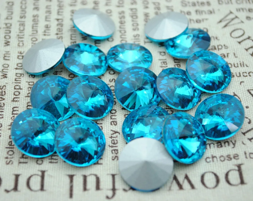 Free Shipping! 100pcs/Lot 8mm~20mm Aquamarine Color Chinese Top Quality Crystal Rivoli Glass Point Back Fancy Stones. | Дом и сад