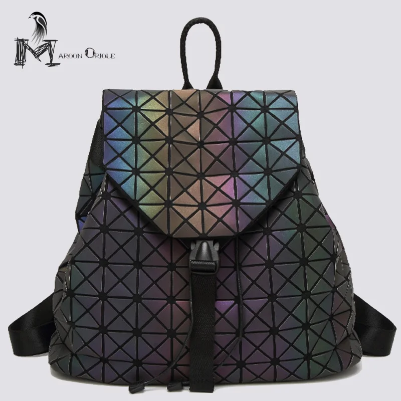 Geometric backpack geometric lattice hologram backpack luminous women