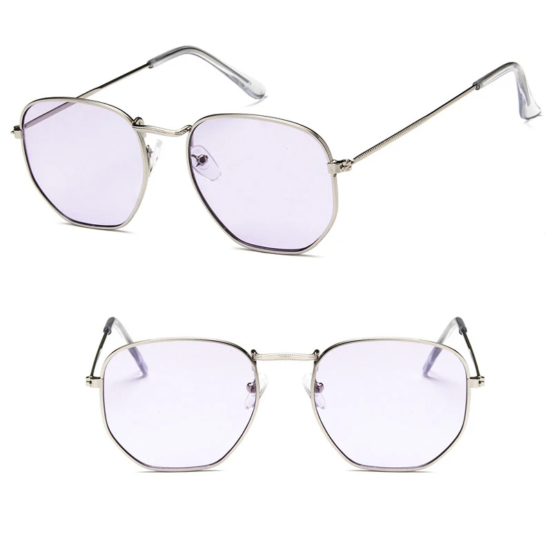 RBROVO модные квадратные Роскошные брендовые солнцезащитные очки для женщин Ретро шестиугольные зеркальные металлические очки винтажные брендовые Lentes De Sol Mujer - Цвет линз: OceanPurple