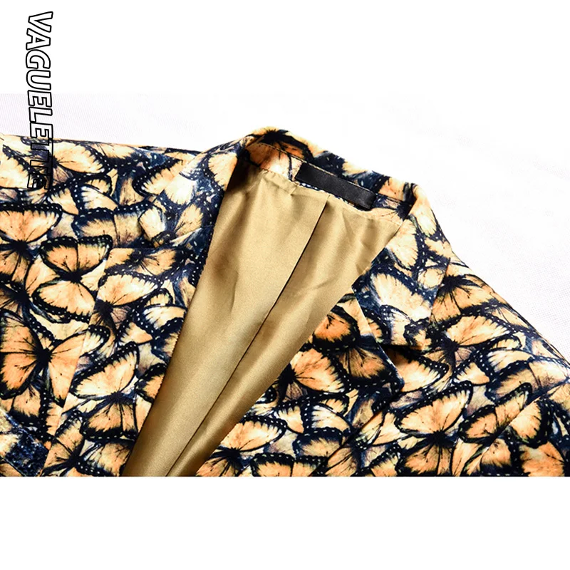 VAGUELETTE Butterfly Pattern Men's Fashion Blazer Elegant Yellow Stage Suit Jacket Luxury Wedding Jacket Blazer Hombre Slim Fit VAGUELETTE Butterfly Pattern Men's Fashion Blazer Elegant Yellow Stage Suit Jacket Luxury Wedding Jacket Blazer Hombre Slim Fit
