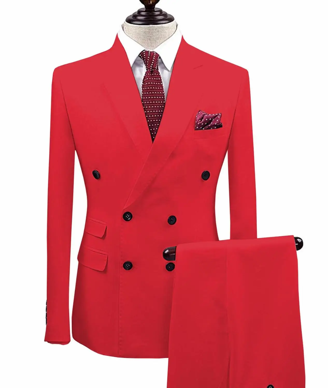 Белые мужские костюмы из 2 предметов двубортный TERNO для жениха Masculino smoking slim fit Мужские свадебные костюмы смокинг куртка+ брюки - Цвет: red