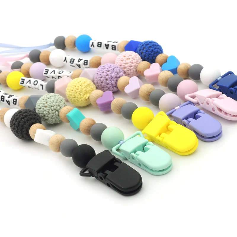 2018 NEW personalized baby silicone pacifier clip, dummy chain 6 colors mint pink baby girl pacifier clips baby accessories CB03