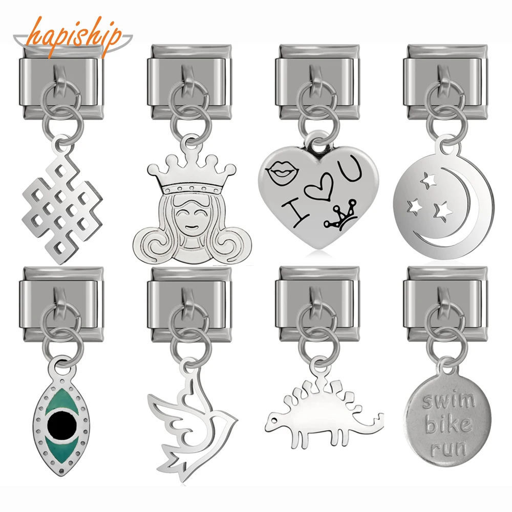 

Hapiship 9mm Width Original Daisy Birds Heart Eye Queen High-end Charm Fit 9mm Bracelet Stainless Steel Jewelry Making DJ180