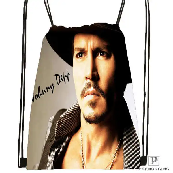 Drawstring Backpack Custom johnny-depp@ 01-походная сумка на шнурке Cute Daypack Kids Satchel(черная спинка) 31x40 cm#180611-03-123 - Цвет: Drawstring Backpack