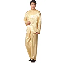 Nuevo Satén Rayón Traje de Kung Fu Chino Tradicional de Los Hombres Largo de La Vendimia manga Tai Chi Wushu Uniforme Ropa Ml XL XXL 3XL L070622