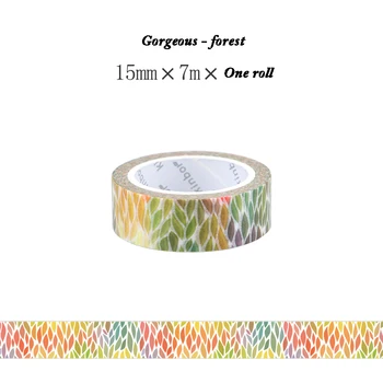 

1 Roll 15mm*7m Gorgeous Forest Colorful Tape Washi Notebook Decoration Paper Sticker Stationery Masking Tape Gift Wrapping