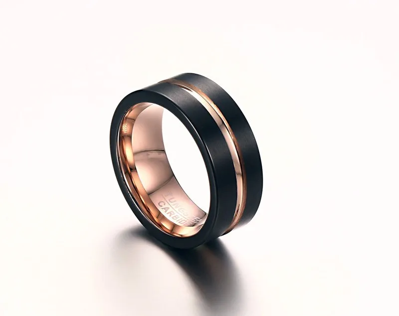 Modyle 2018 Fashion 8mm Black Mens Tungsten Carbide Ring Matte Modyle 2018 Fashion 8mm Black Mens Tungsten Carbide Ring Matte Wedding Band With Rose Gold Color Groove Inner Bagues In Rings From Jewelry Accessories