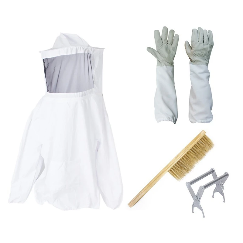 

Beekeeper set Beekeeper Protective Equipment Blouse and Gloves with Stainless steel Beehive frame folder and Bee Brush for Bee