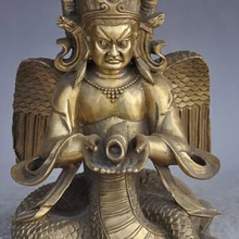 Xd 003229 1" Тибет Буддизм Бронзовый 5-глава Змея Нага Каня Змея фея Статуя Будды