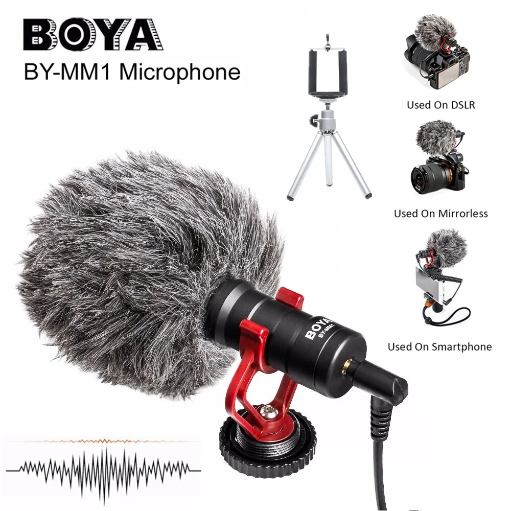 BOYA BY-MM1 Video Record Microphone Compact VS Rode VideoMicro On-Camera Recording Mic for iPhone X 8 7 Huawei Nikon Canon DSLR