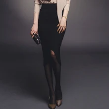 Осень Женские Большие размеры XXS-8XL Высокая талия Офис Skrit асимметричные юбки Saia Миди Bodycon черные юбки карандаш