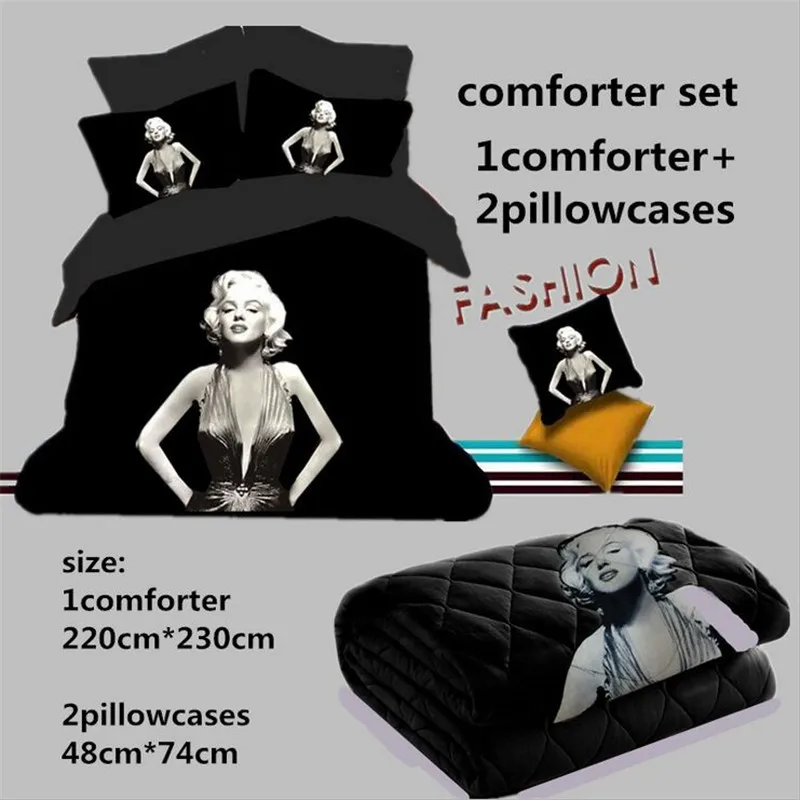 3D bedding sets Marilyn Monroe comforter set 220*230cm comforter +two