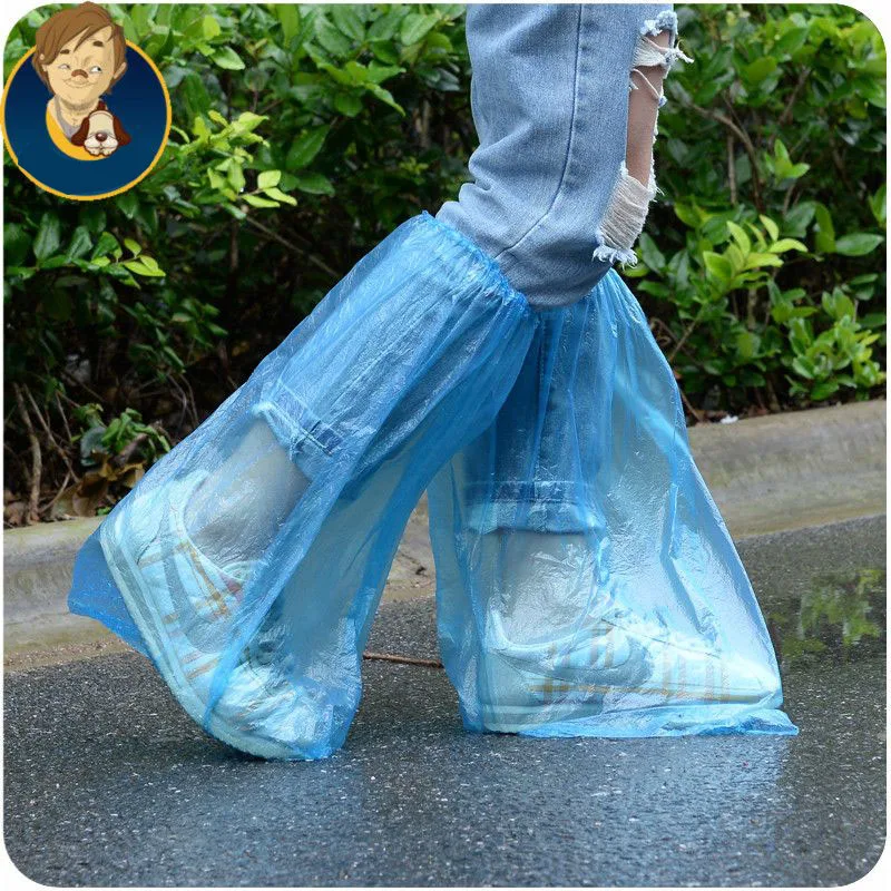 10Pcs/Set Disposable Plastic Shoe Covers Outdoors Waterproof Rain Long