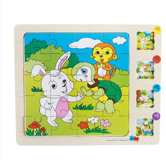 Wooden Animal Scene Multi-layer Story Puzzle Imposition Infant Child Early Childhood Education Intellectual Toy 1-3-6 Years Old | Игрушки и
