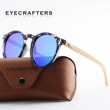 Eyecrafters Natural Bamboo Sunglases Polarized Mens Womens Vintage Retro Handmade Wood Sunglasses Round Eyewear Shades